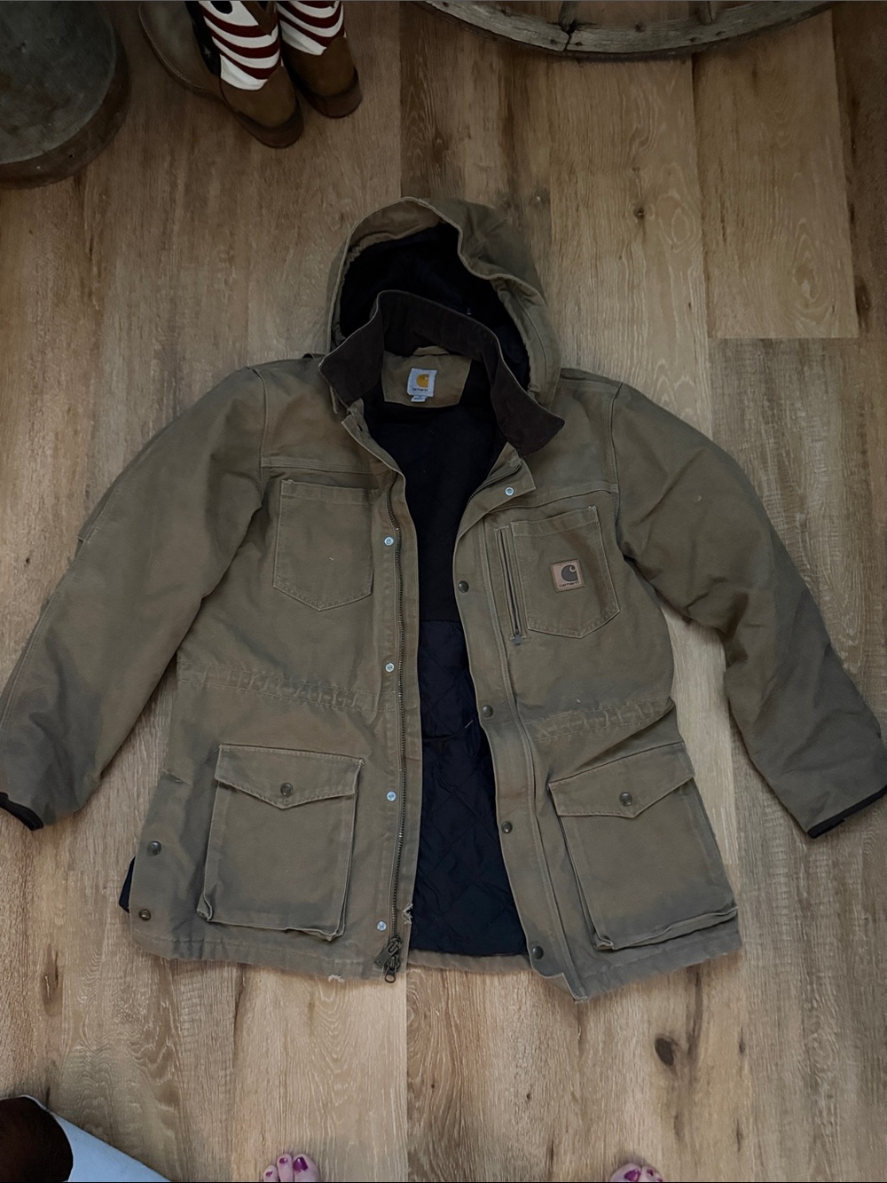 Carhartt Tan Hooded Duck Canvas Field Jacket